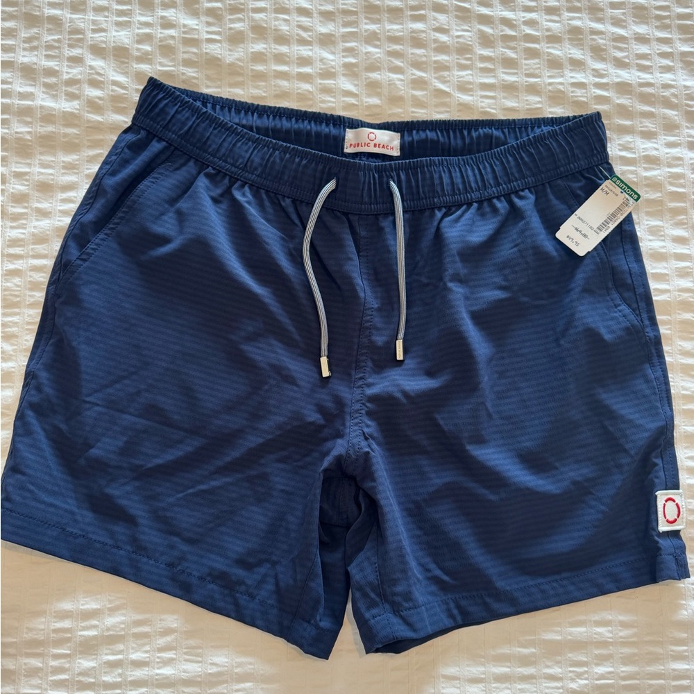 Simons Blue Swim Trunks with Elastic Waistband